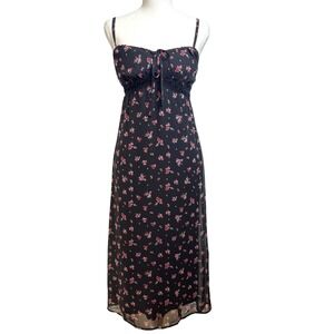 No Boundaries Ditsy Floral Babydoll Slip Dress XS Midi Cottagecore Fairycore 90s